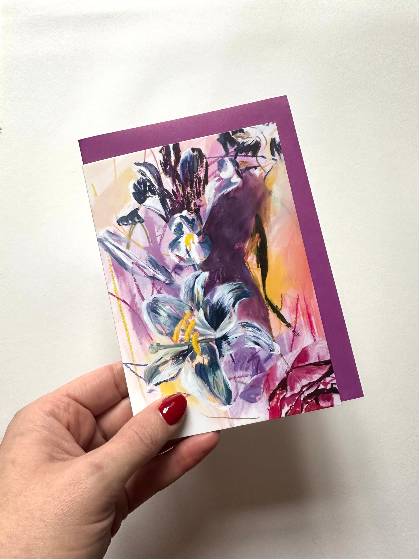 Greetings card, Lily and Iris