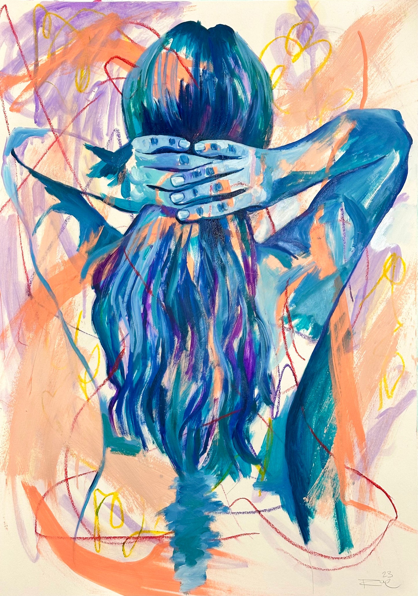 Whispers of a Siren, 2023 original mixed media on paper