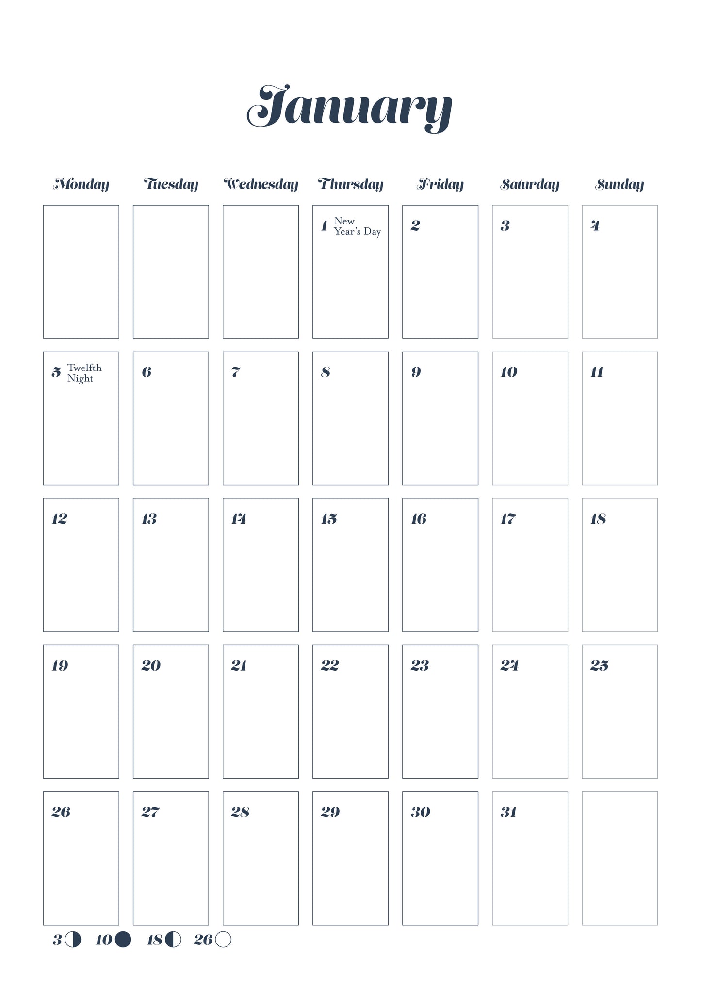 2026 calendar