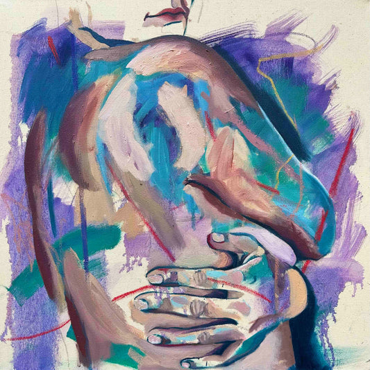 Figure Hugging, Original oil on canvas
